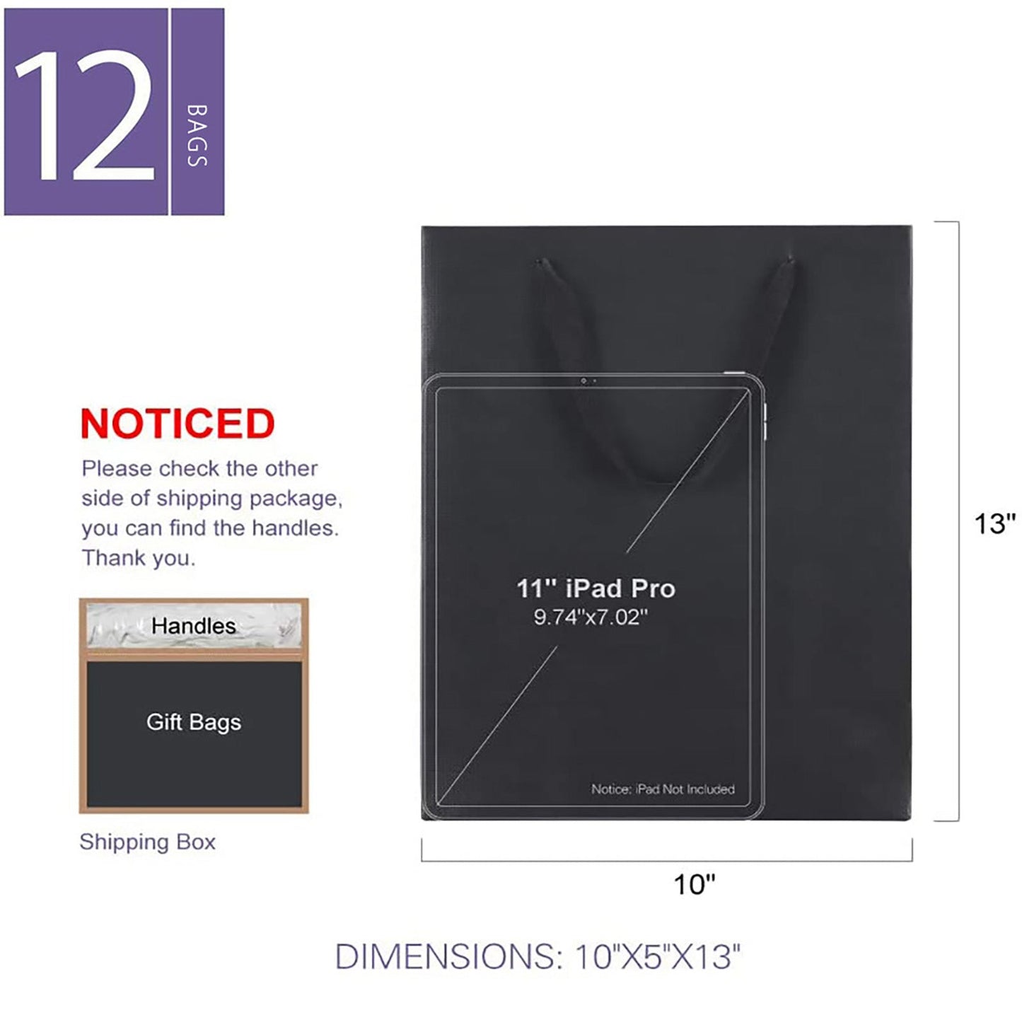 Wholesale 3 Colors 10x5x13 Inches Glossy Finish Large Gift Bags