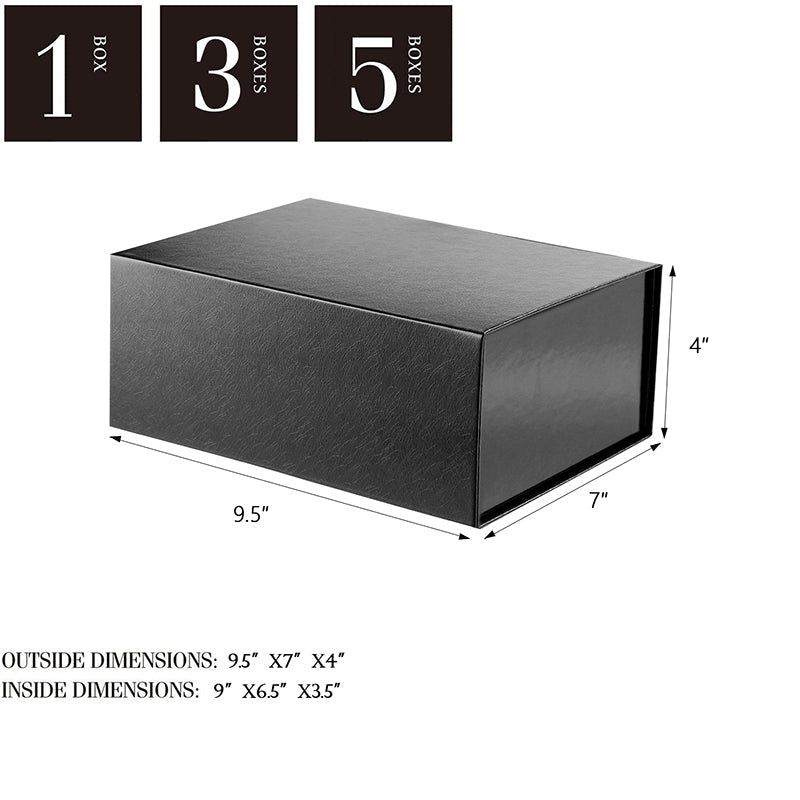 Wholesale 2 Color 9.5x7x4 Inches Black Gift Boxes with Square Flap Lids