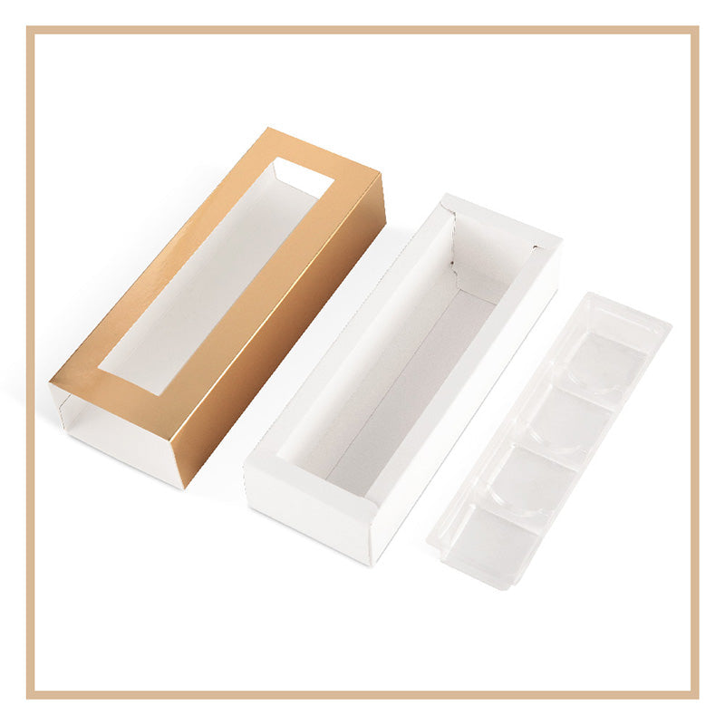 Wholesale 4 Colors 4-Piece Truffle Boxes Chocolate Boxes with Tray Size 5.75x1.25 Inches