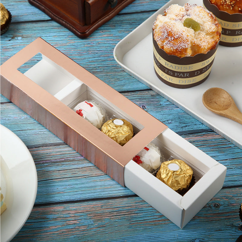 Wholesale 4 Colors 4-Piece Truffle Boxes Chocolate Boxes with Tray Size 5.75x1.25 Inches
