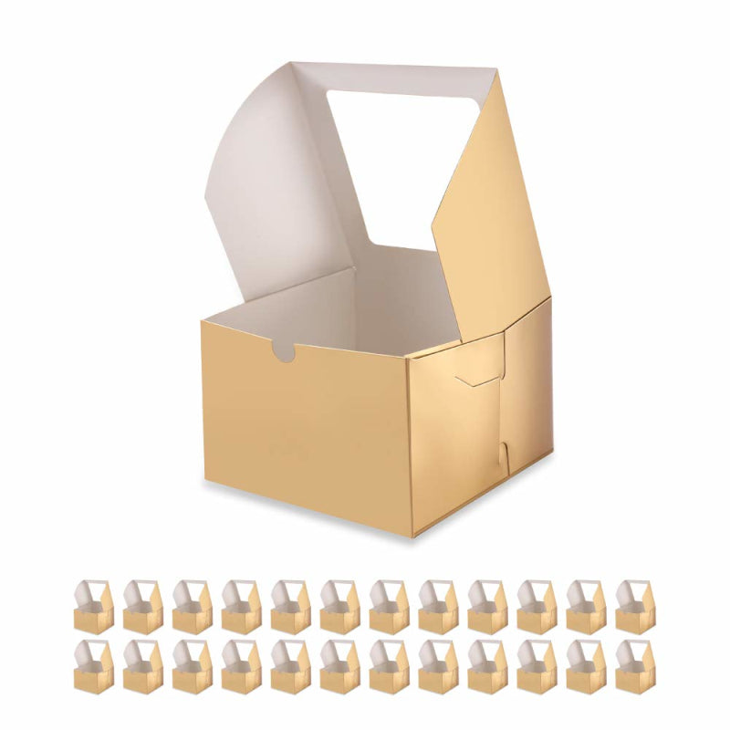 Wholesale 2 Colors 5x5x3.5 Inches Bakery Boxes with Window for Cake/Candy/Cookies/Pastry