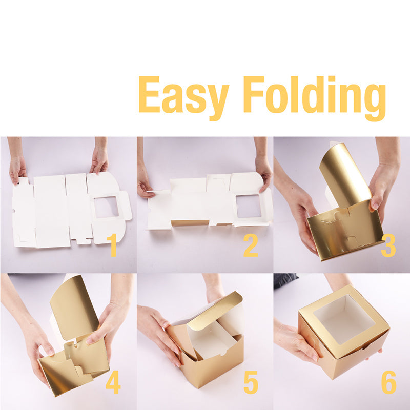Wholesale 2 Colors 5x5x3.5 Inches Bakery Boxes with Window for Cake/Candy/Cookies/Pastry
