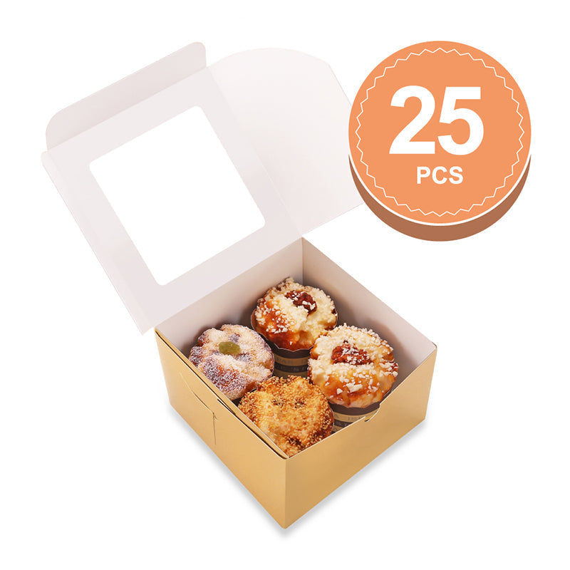 Wholesale 2 Colors 5x5x3.5 Inches Bakery Boxes with Window for Cake/Candy/Cookies/Pastry