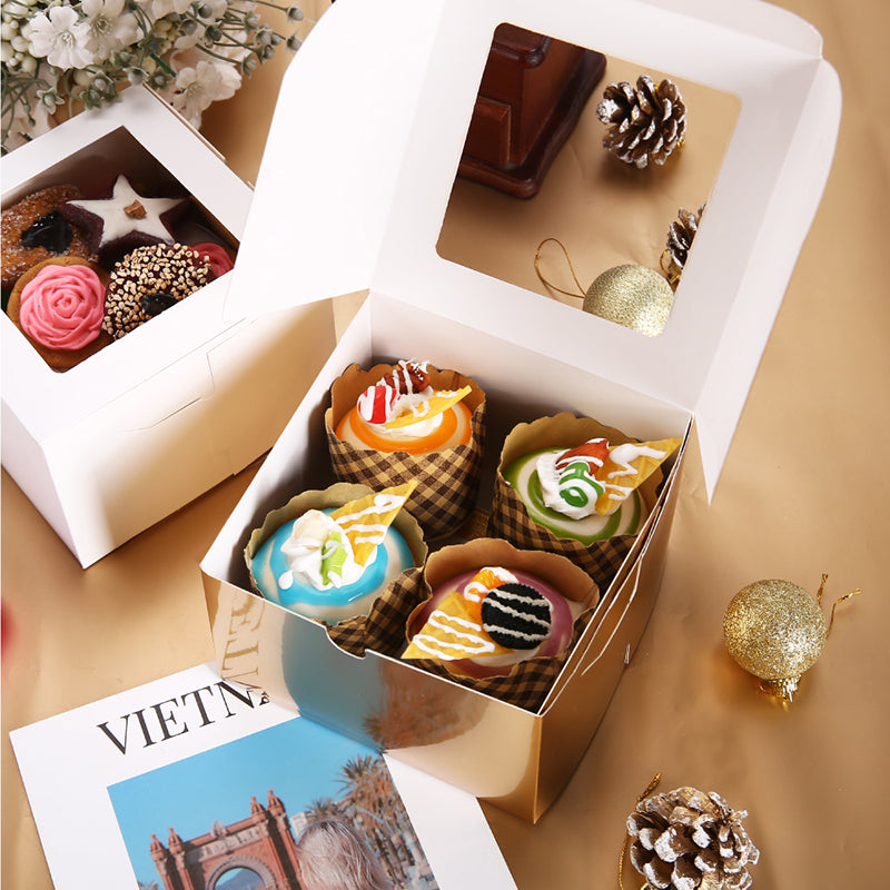 Wholesale 2 Colors 5x5x3.5 Inches Bakery Boxes with Window for Cake/Candy/Cookies/Pastry