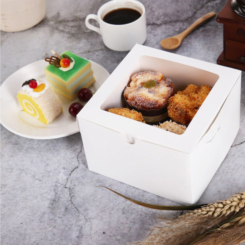 Wholesale 2 Colors 5x5x3.5 Inches Bakery Boxes with Window for Cake/Candy/Cookies/Pastry