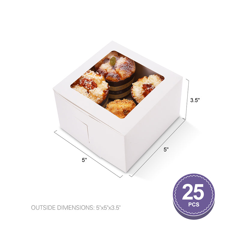 Wholesale 2 Colors 5x5x3.5 Inches Bakery Boxes with Window for Cake/Candy/Cookies/Pastry