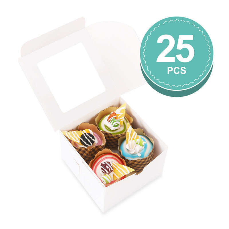 Wholesale 2 Colors 5x5x3.5 Inches Bakery Boxes with Window for Cake/Candy/Cookies/Pastry
