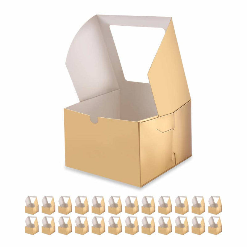 Wholesale 2 Colors 6x6x4 Inches Bakery Boxes with Window for Cake/Candy/Cookies/Pastry