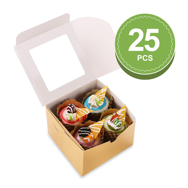 Wholesale 2 Colors 6x6x4 Inches Bakery Boxes with Window for Cake/Candy/Cookies/Pastry