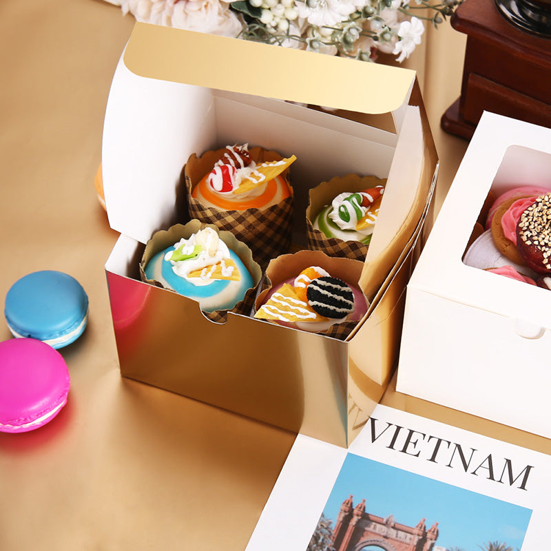Wholesale 2 Colors 6x6x4 Inches Bakery Boxes with Window for Cake/Candy/Cookies/Pastry