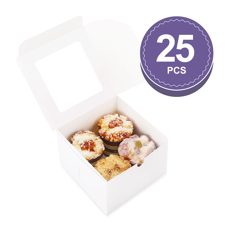 Wholesale 2 Colors 6x6x4 Inches Bakery Boxes with Window for Cake/Candy/Cookies/Pastry