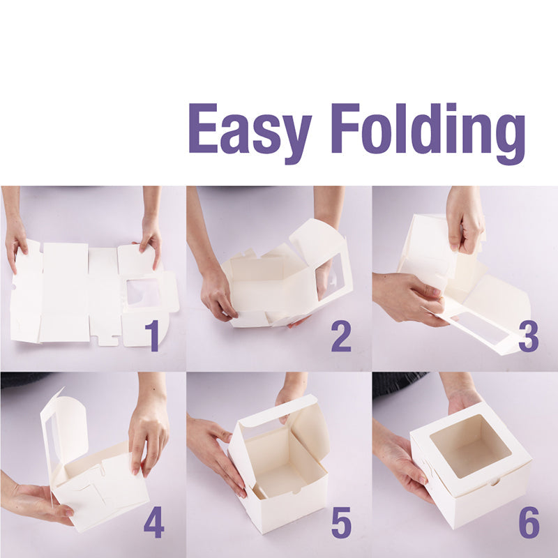 Wholesale 2 Colors 6x6x4 Inches Bakery Boxes with Window for Cake/Candy/Cookies/Pastry