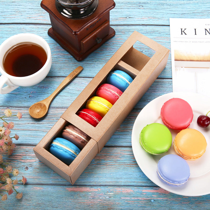 Wholesale 7.25x1.8x1.75 Inches Macaron Boxes for 6 Macarons with Clear Window (without Macaron inside)