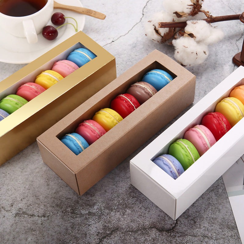 Wholesale 7.25x1.8x1.75 Inches Macaron Boxes for 6 Macarons with Clear Window (without Macaron inside)