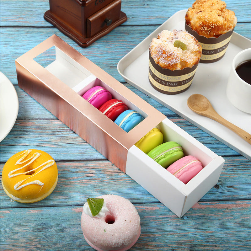 Wholesale 7.25x1.8x1.75 Inches Macaron Boxes for 6 Macarons with Clear Window (without Macaron inside)