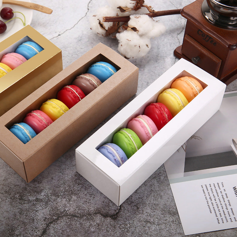 Wholesale 7.25x1.8x1.75 Inches Macaron Boxes for 6 Macarons with Clear Window (without Macaron inside)