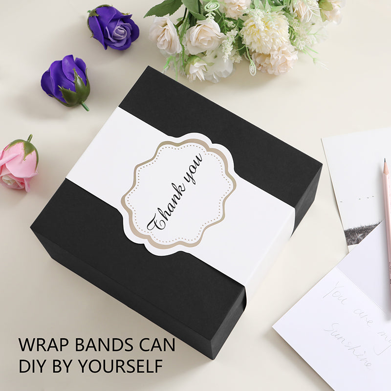 Wholesale 2 Colors 8x8x4 Inches Gift Boxes with Wrap Band and Card