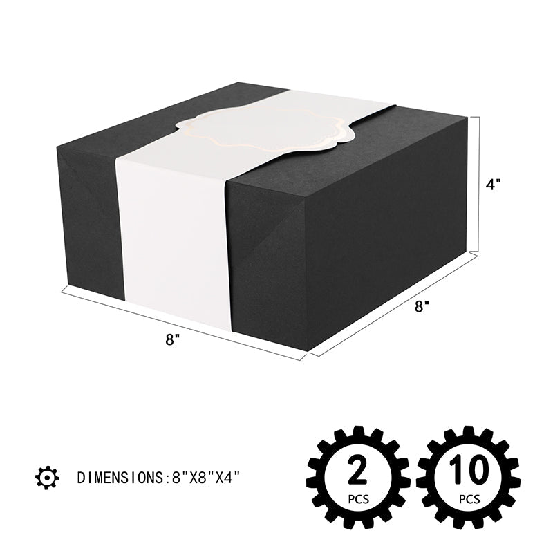 Wholesale 2 Colors 8x8x4 Inches Gift Boxes with Wrap Band and Card