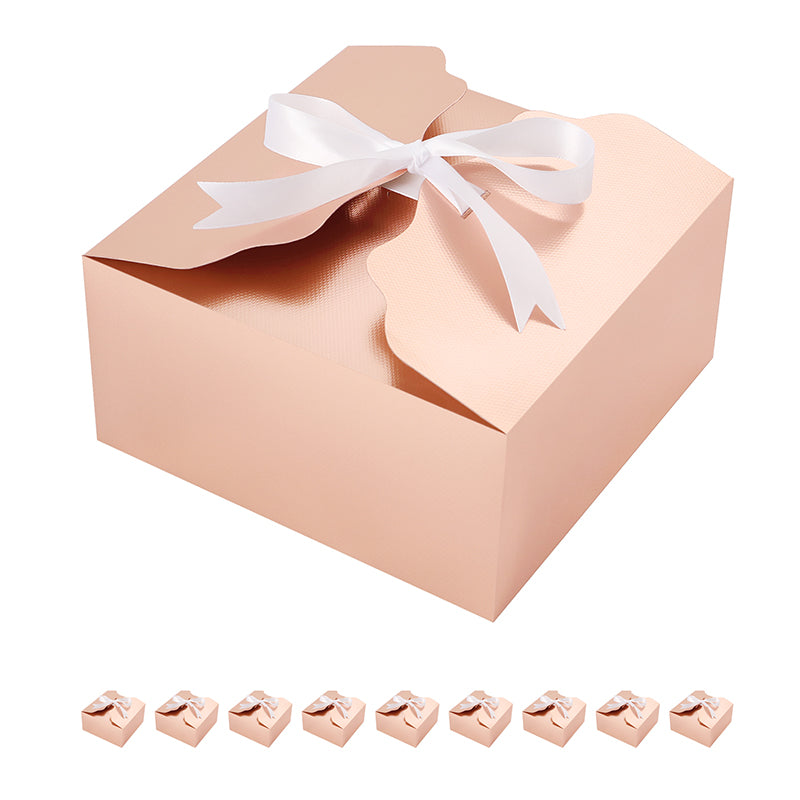 Wholesale 2 Color 8x8x4 Inches Small Gift Boxes Satin Ribbons