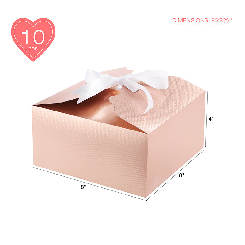 Wholesale 2 Color 8x8x4 Inches Small Gift Boxes Satin Ribbons