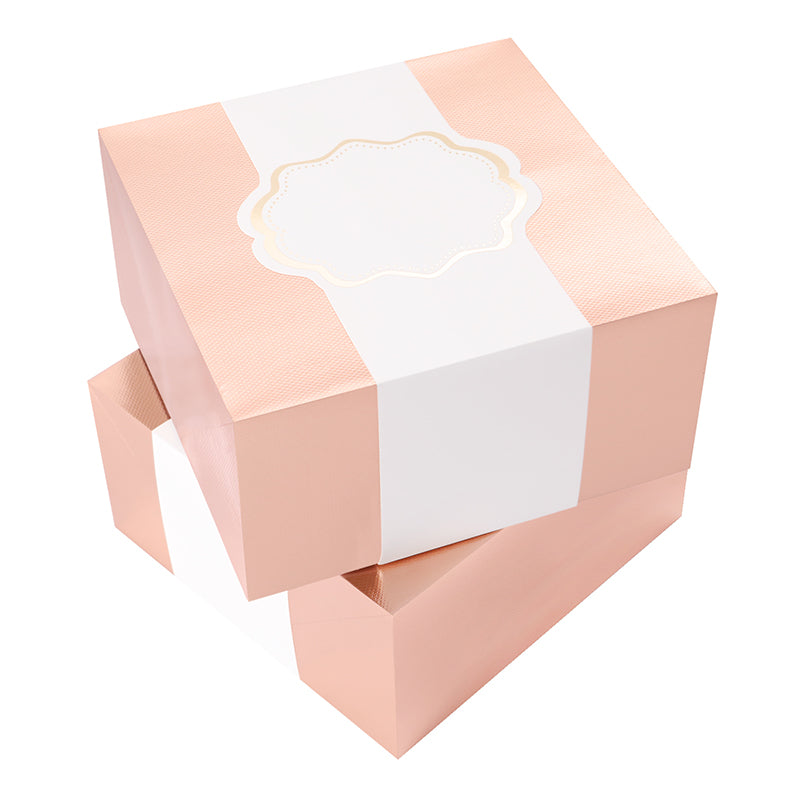 Wholesale 2 Colors 8x8x4 Inches Gift Boxes with Wrap Band and Card