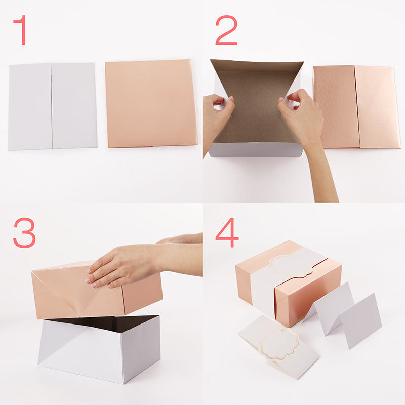 Wholesale 2 Colors 8x8x4 Inches Gift Boxes with Wrap Band and Card