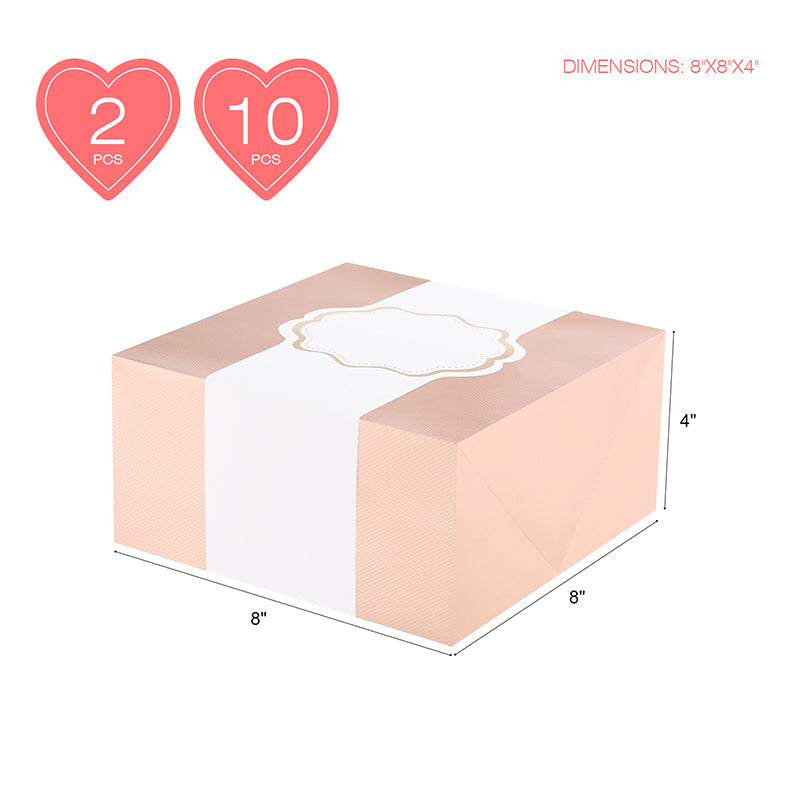 Wholesale 2 Colors 8x8x4 Inches Gift Boxes with Wrap Band and Card