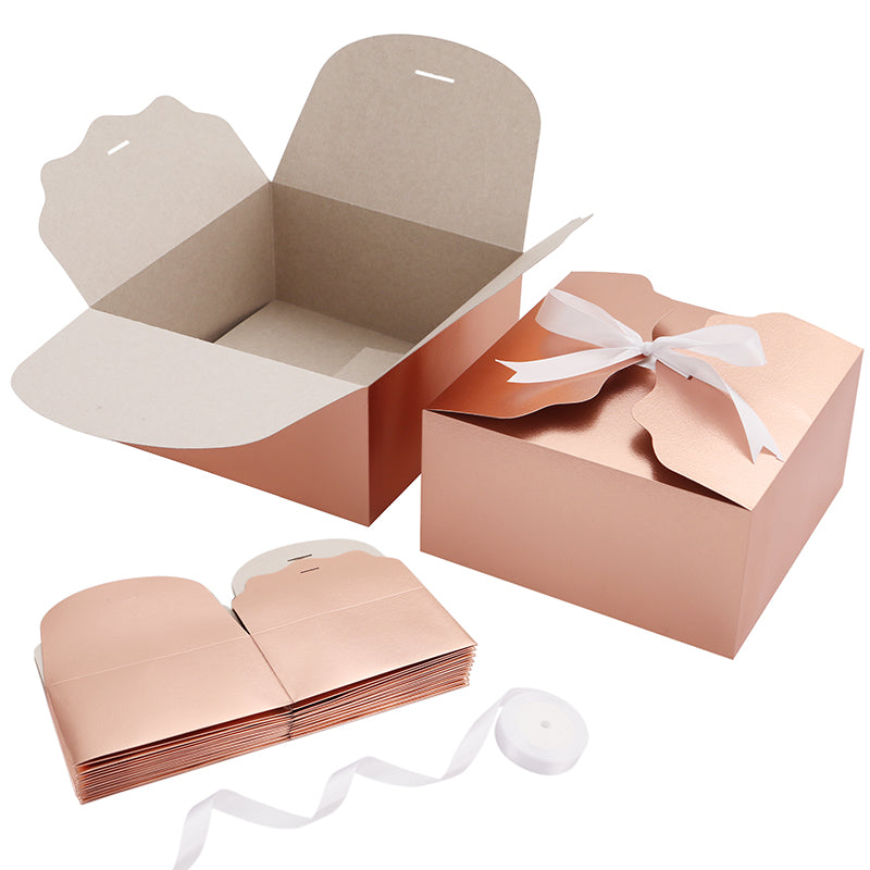 Wholesale 2 Color 8x8x4 Inches Small Gift Boxes Satin Ribbons