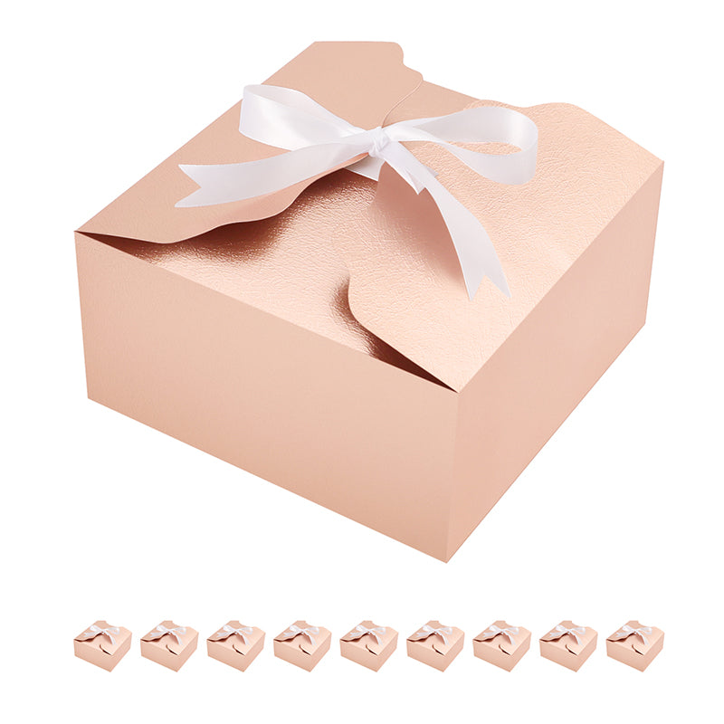 Wholesale 2 Color 8x8x4 Inches Small Gift Boxes Satin Ribbons