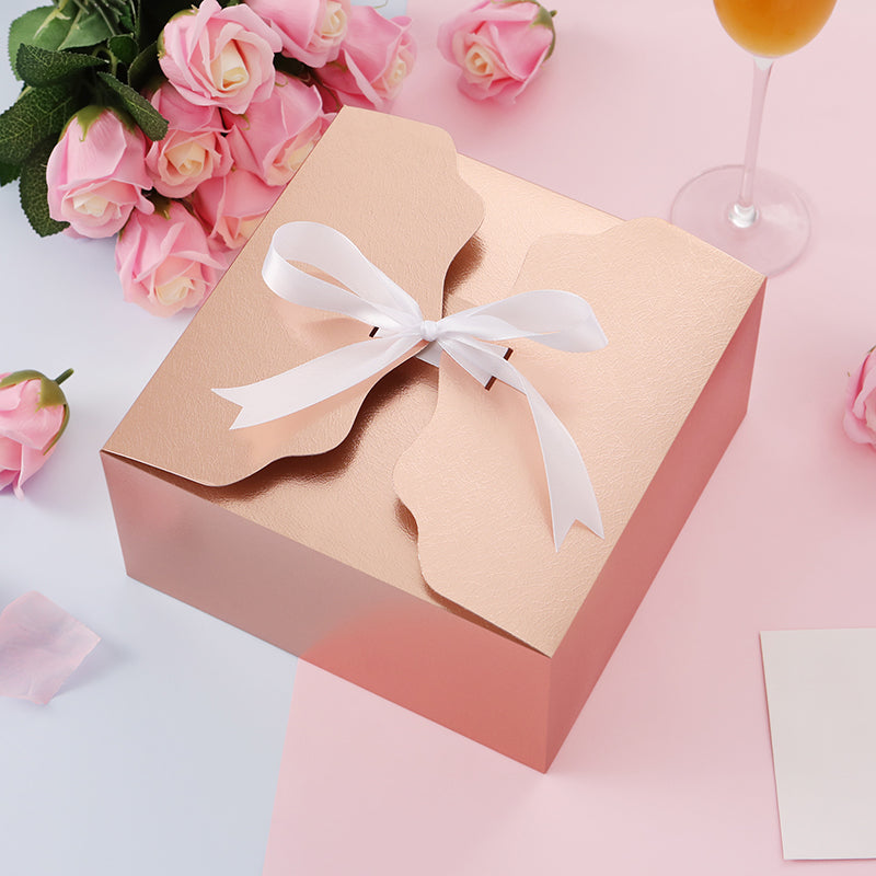 Wholesale 2 Color 8x8x4 Inches Small Gift Boxes Satin Ribbons