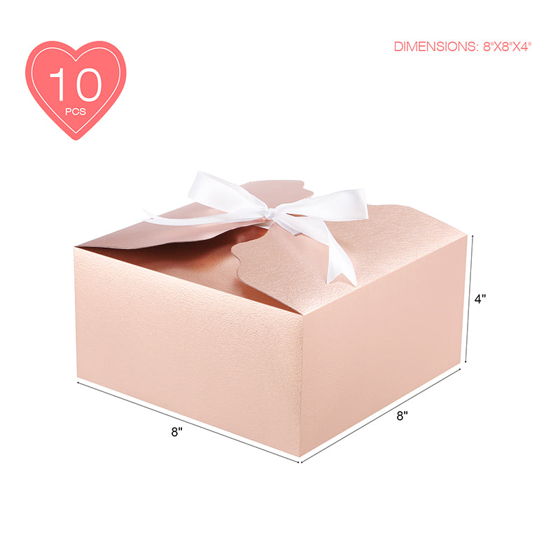 Wholesale 2 Color 8x8x4 Inches Small Gift Boxes Satin Ribbons
