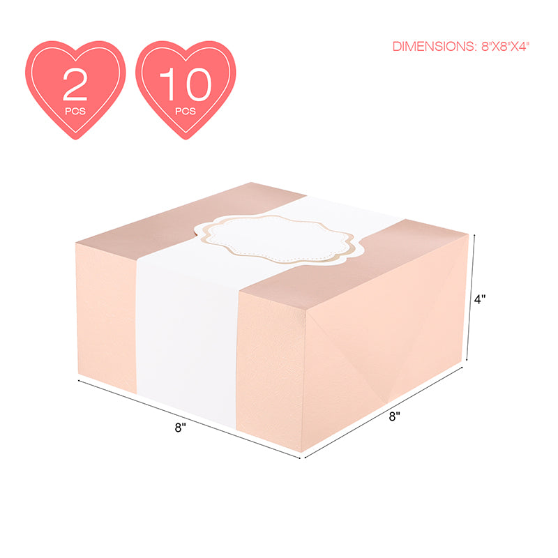 Wholesale 2 Colors 8x8x4 Inches Gift Boxes with Wrap Band and Card