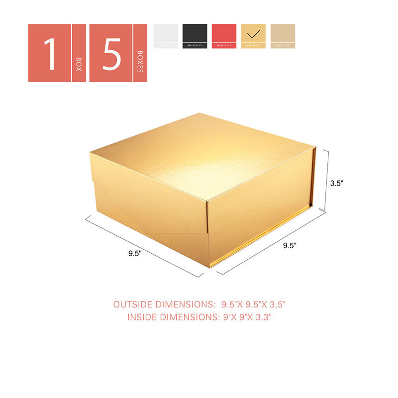 Wholesale 5 Colors 9.5x9.5x3.5 Inches Glossy Collapsible Gift Boxes