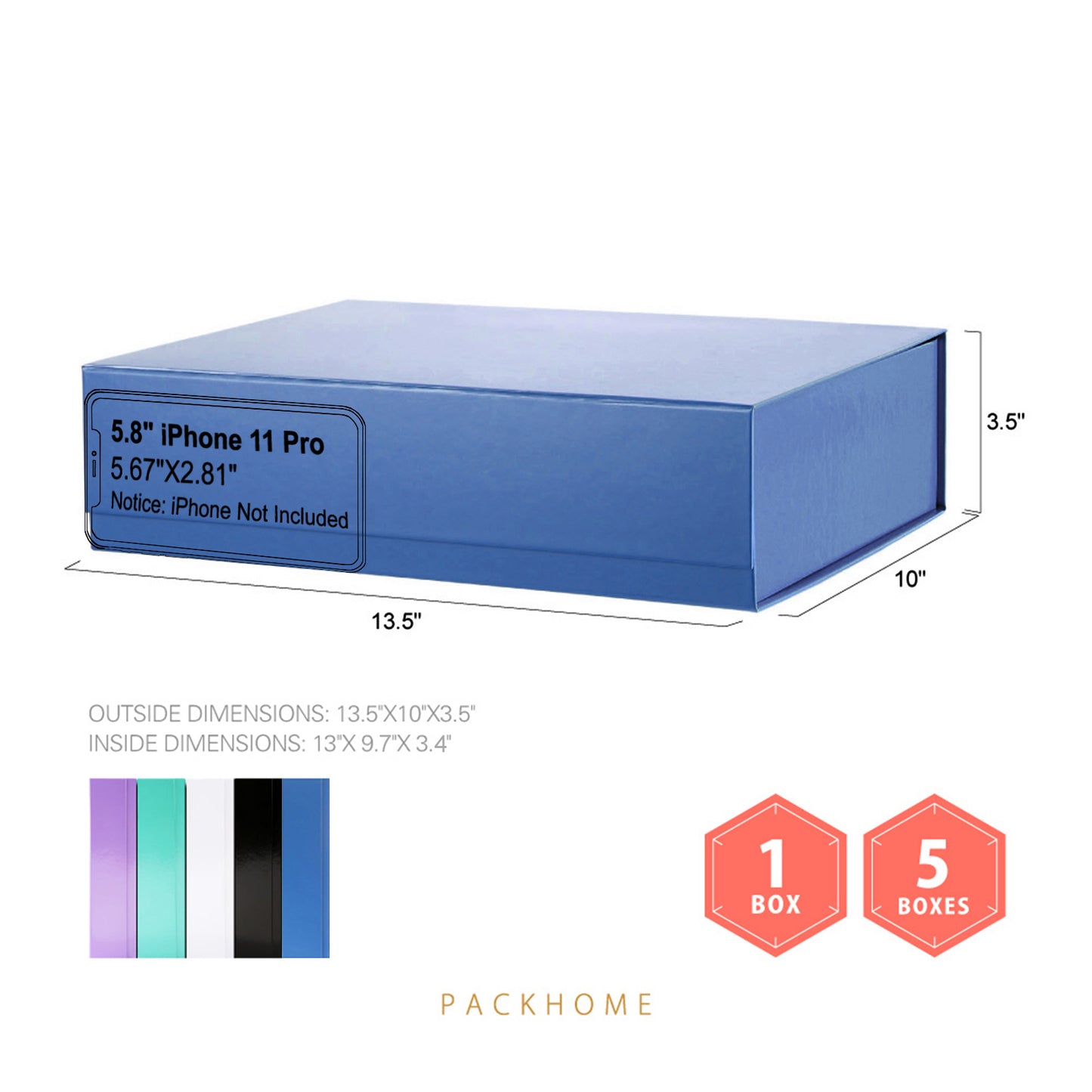Wholesale 6 Colors 13.5x10x3.5 Inches Gift Box