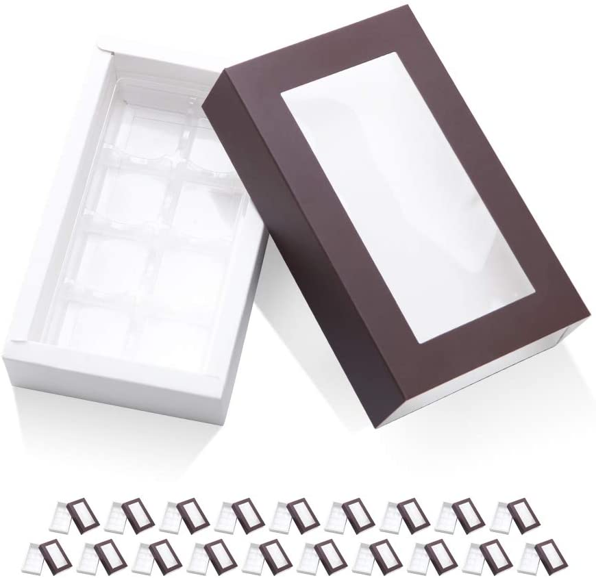 Wholesale 4 Colors 8-Piece Truffle Boxes Chocolate Boxes with Tray Size 5.75x2.75 Inches