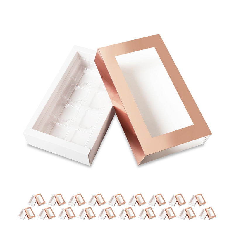 Wholesale 4 Colors 8-Piece Truffle Boxes Chocolate Boxes with Tray Size 5.75x2.75 Inches