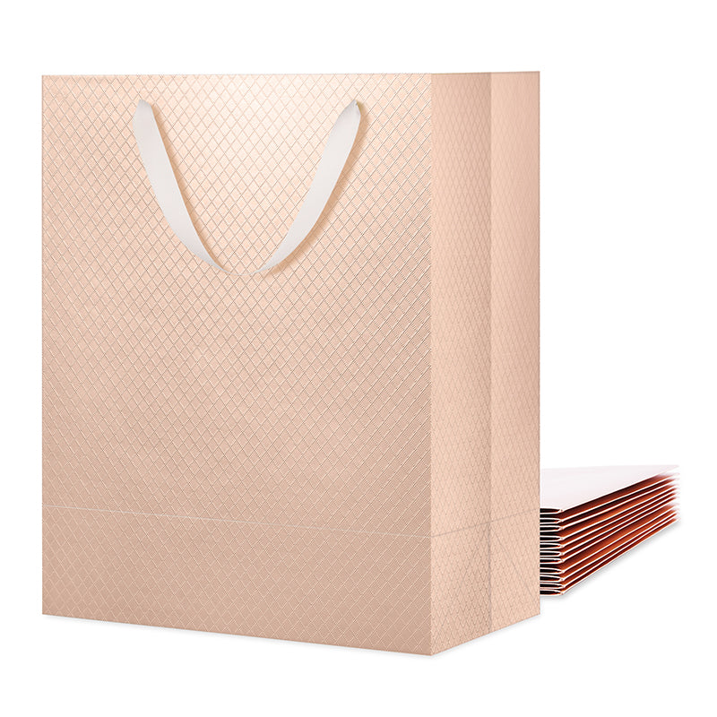 PKGSMART 5 Color 10x5x13 Inches Glossy Lattice Texture Large Gift Bags with Handles-12/96/480pcs