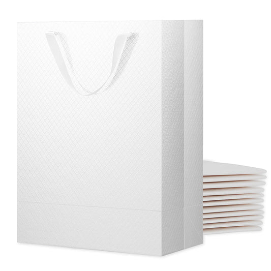 PKGSMART 5 Color 10x5x13 Inches Glossy Lattice Texture Large Gift Bags with Handles-12/96/480pcs