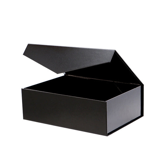 PKGSMART 12x8.5x4 Inches Black Grass Texture Collapsible Large Gift Boxes with Lids