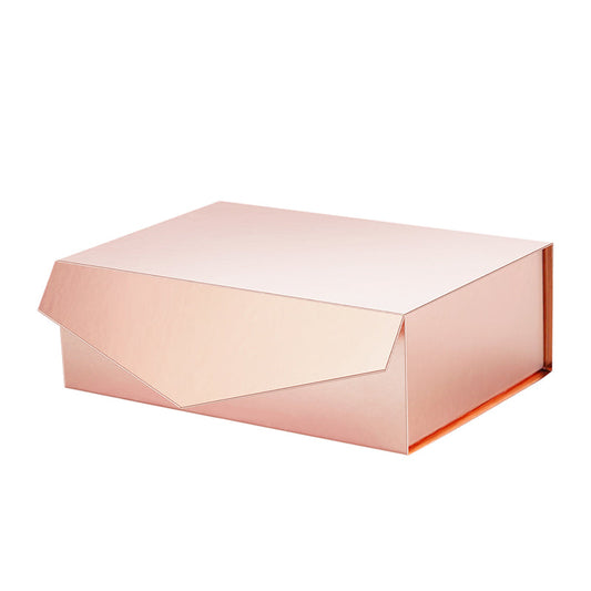 PKGSMART 12x8.5x4 Inches Glossy Rose Gold Collapsible Gift Boxes with Lids-1 pcs/ 5pcs