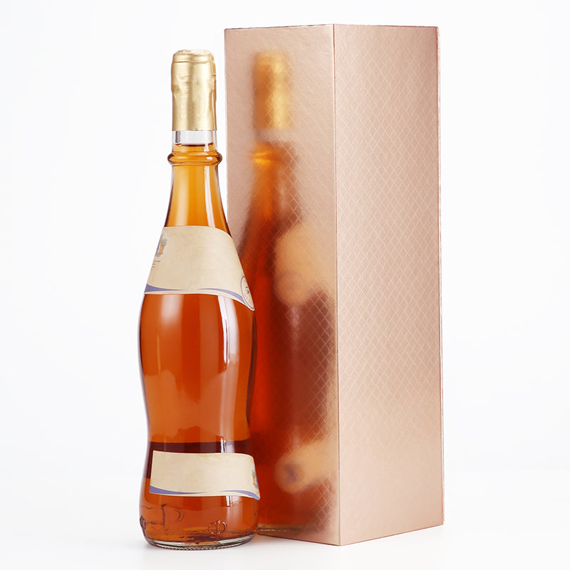 PKGSMART 13.5x4.5x4 Inches Glossy Rose Gold Lattice Texture Wine Bottle Gift Boxes - Pack of 6/30/300 boxes