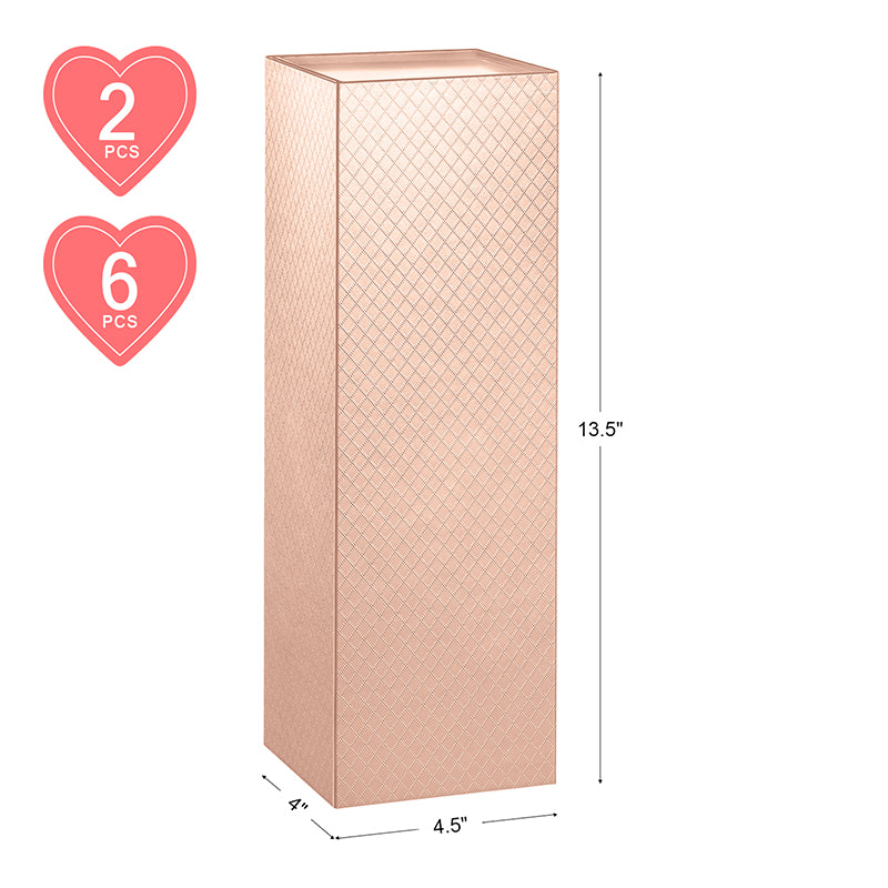 PKGSMART 13.5x4.5x4 Inches Glossy Rose Gold Lattice Texture Wine Bottle Gift Boxes - Pack of 6/30/300 boxes