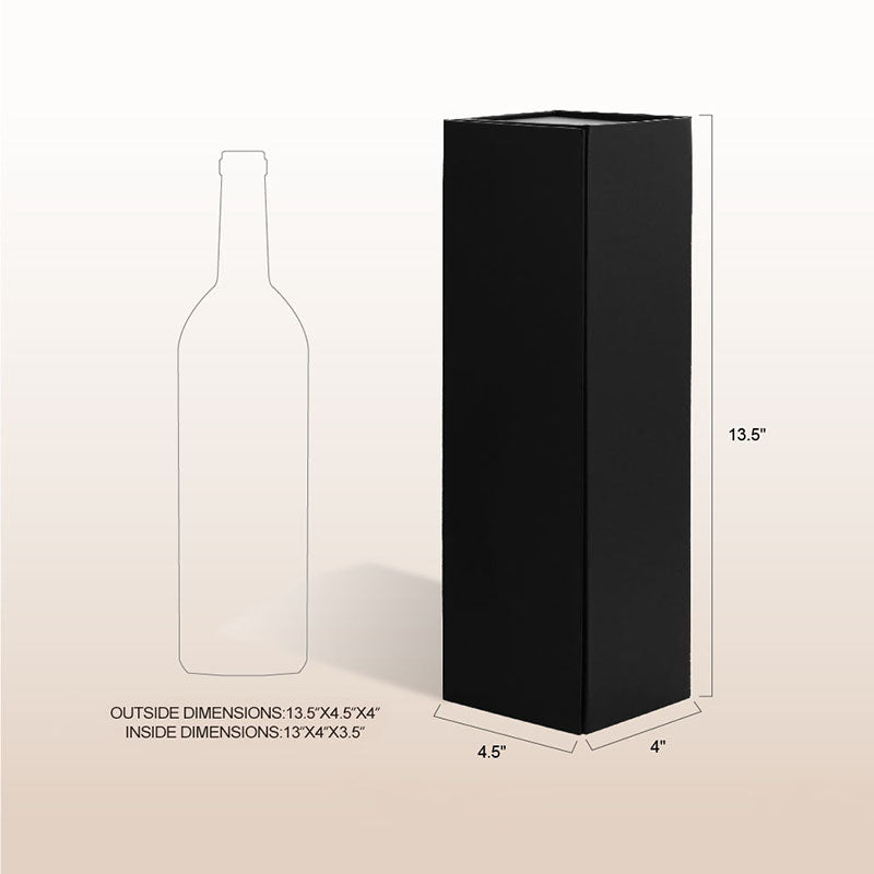 PKGSMART 13.5x4.5x4 Inches Wine Bottle Gift Boxes for Liquor and Champagne - Pack of 2/6/30/300 boxes