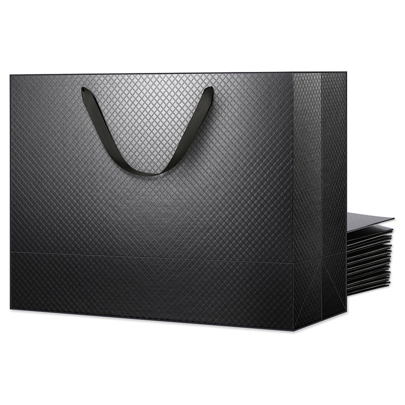 PKGSMART 4 Color 16x6x12 Inches Glossy Lattice Texture Large Gift Bags with Handles-12/96/480pcs