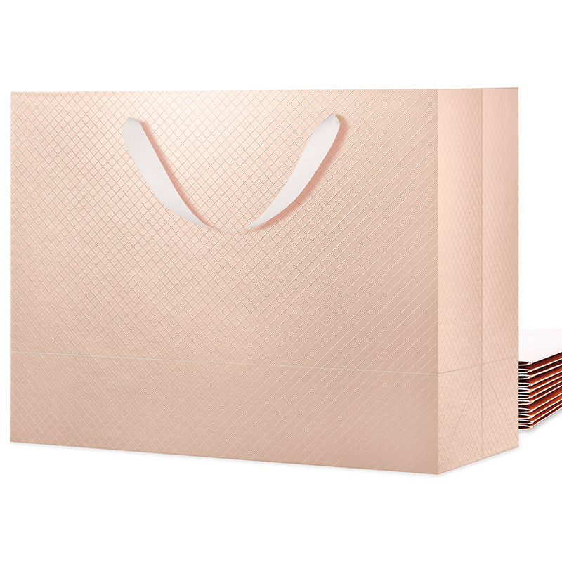 PKGSMART 4 Color 16x6x12 Inches Glossy Lattice Texture Large Gift Bags with Handles-12/96/480pcs