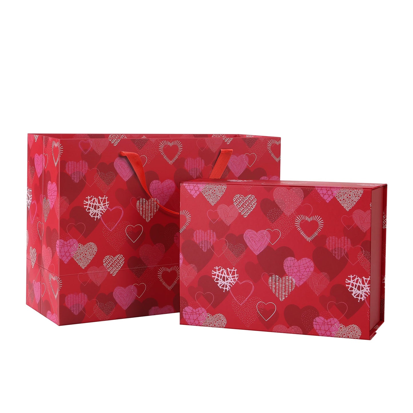 PKGSMART Valentine's Day 9.5x7x4 Inches HEART Gift Box and bag