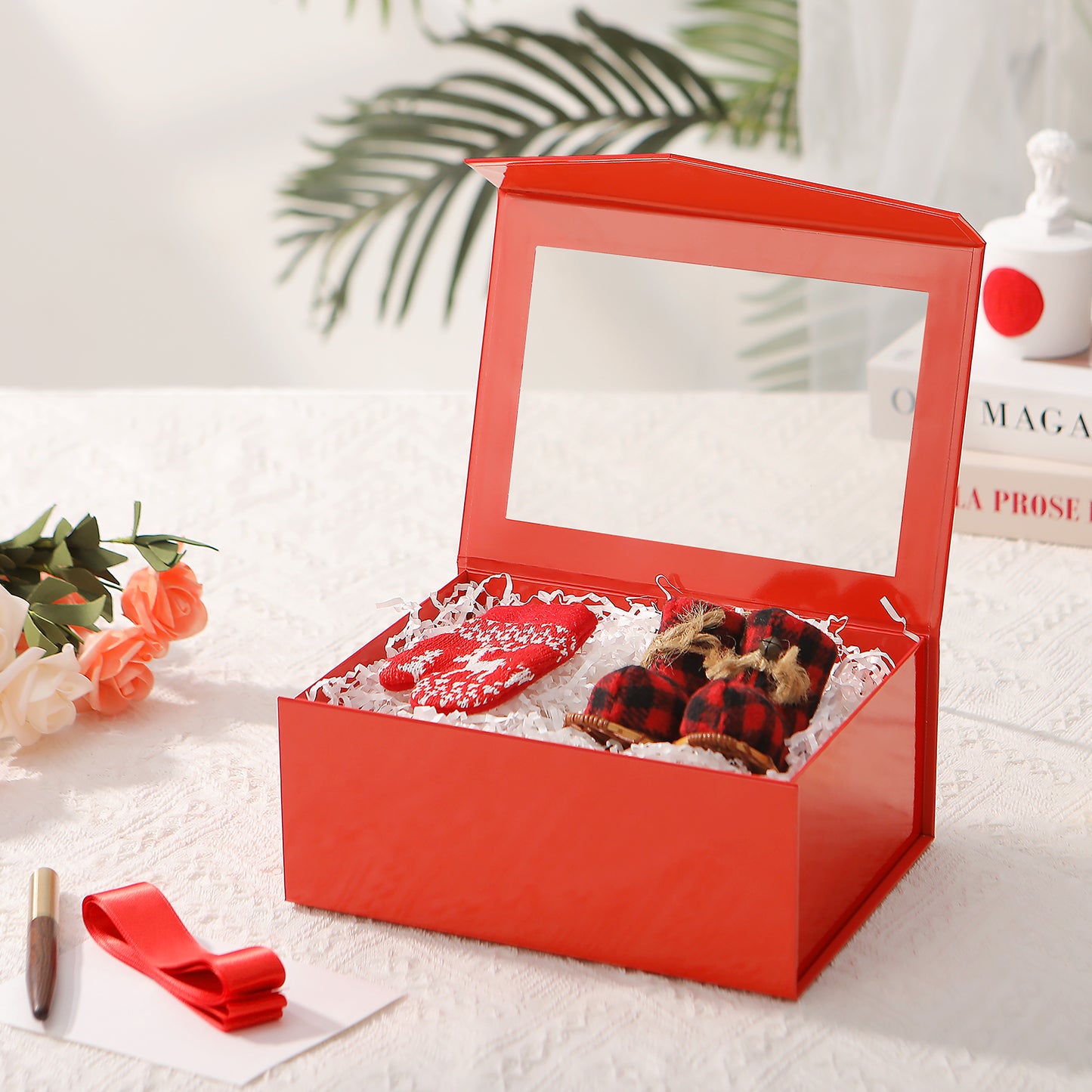 Wholesale 7 Color 9.5x7x4 Inches with Window Lid Box for Gift Packaging