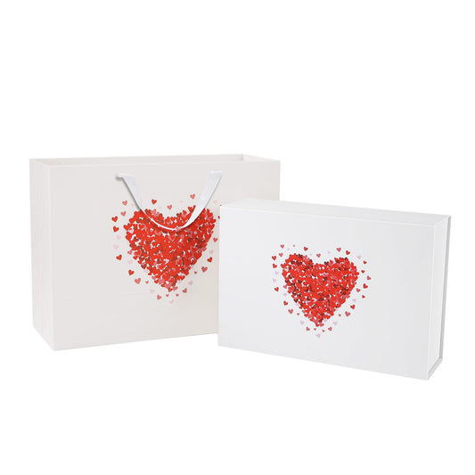 PKGSMART Valentine's Day 14x9.5x4.5 Inches LOVELOVE Gift Box and Bag