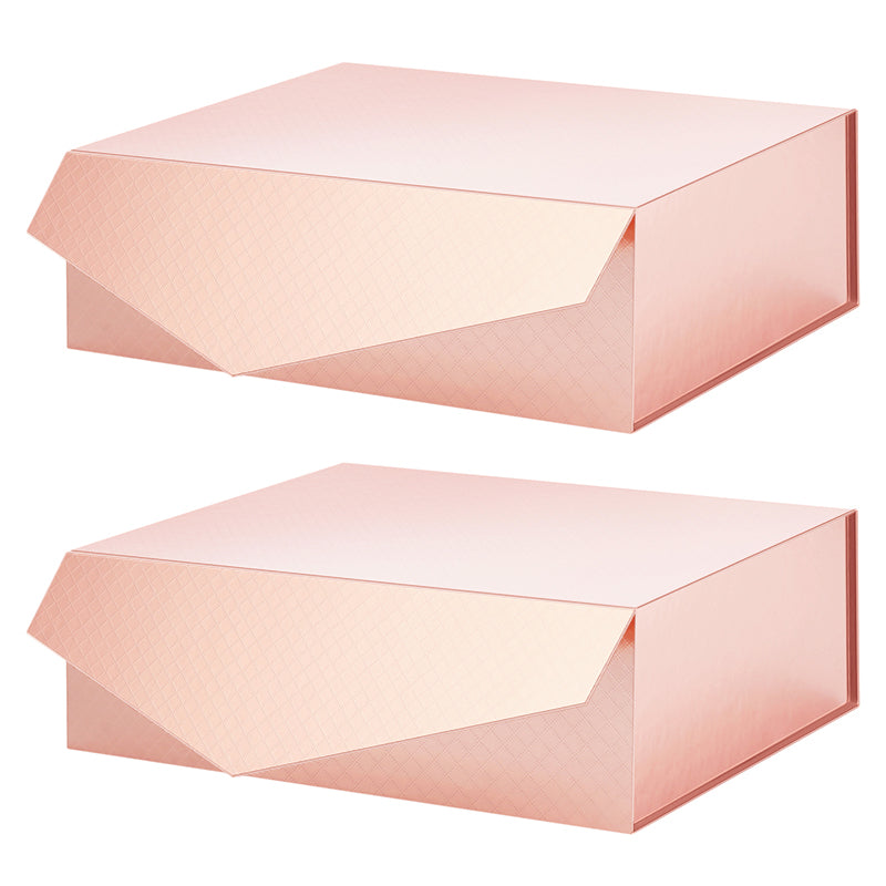 PKGSMART Rose Gold 14x9.5x4.5 Inches Large Gift Boxes-2 Boxes