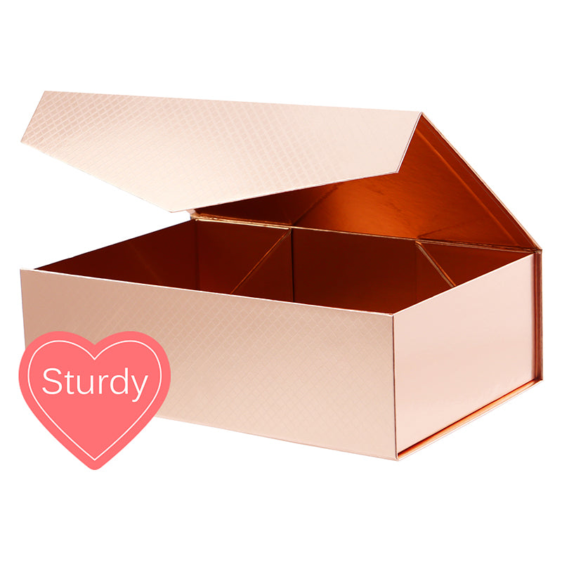 PKGSMART Rose Gold 14x9.5x4.5 Inches Large Gift Boxes-2 Boxes